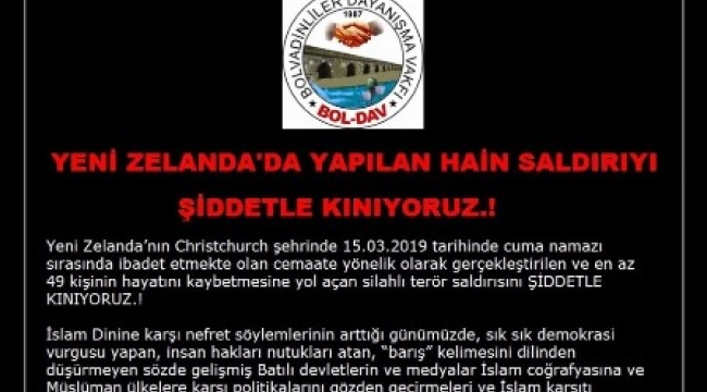 Yeni zelanda'da yapılan hain saldırıyı şiddetle kınıyoruz