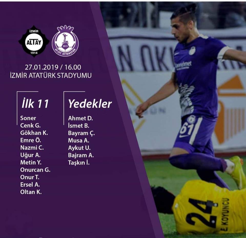 Altay maçında Sahaya Çıkan ilk 11